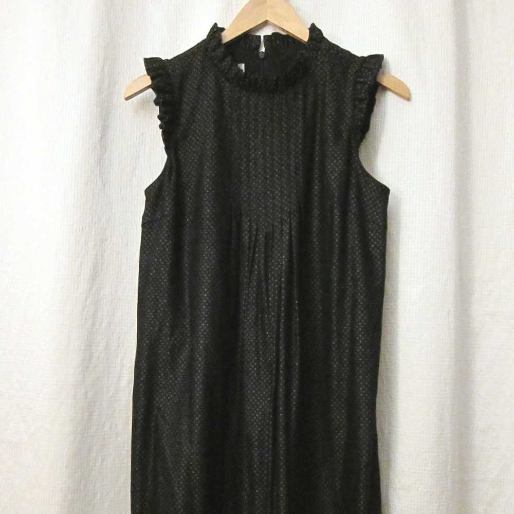 Tibi Ruffled Black Charcoal Grey Sleeveless Dress